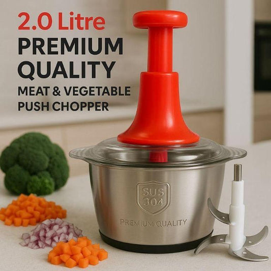 2L Manual Food Chopper | Stainless Steel | Kitchen Multi-purpose Vegetable and Nuts Chopper